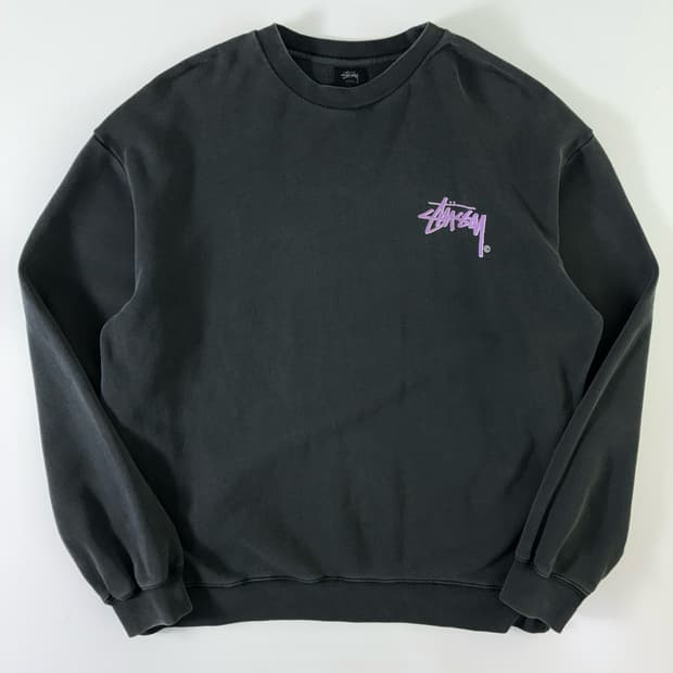 Stussy  스투시 코튼 퍼플로고 차콜 맨투맨