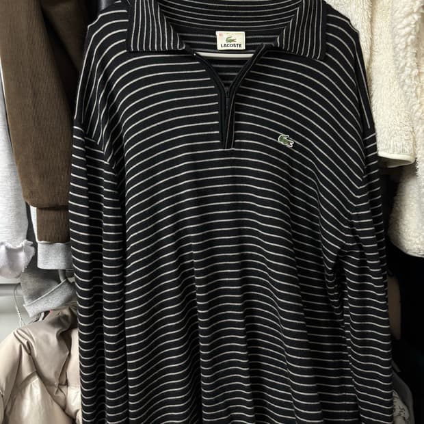 라코스테 스트라이프 반집업 티셔츠