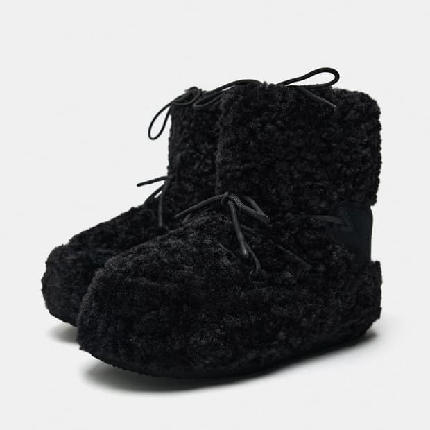 페이크 시어링 앵클 부츠