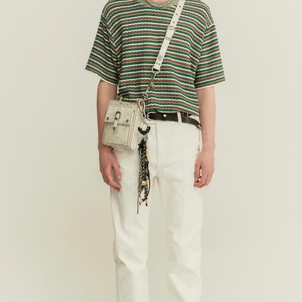 앤더슨벨 에스닉 스트라이프 숏 슬리브 니트 M