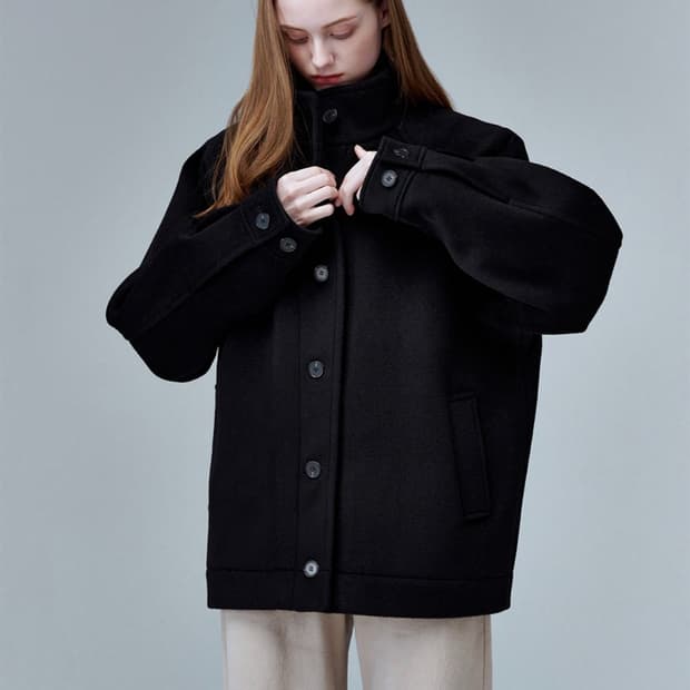 마롭 울100% 코쿤 하프코트 블랙 새상품 