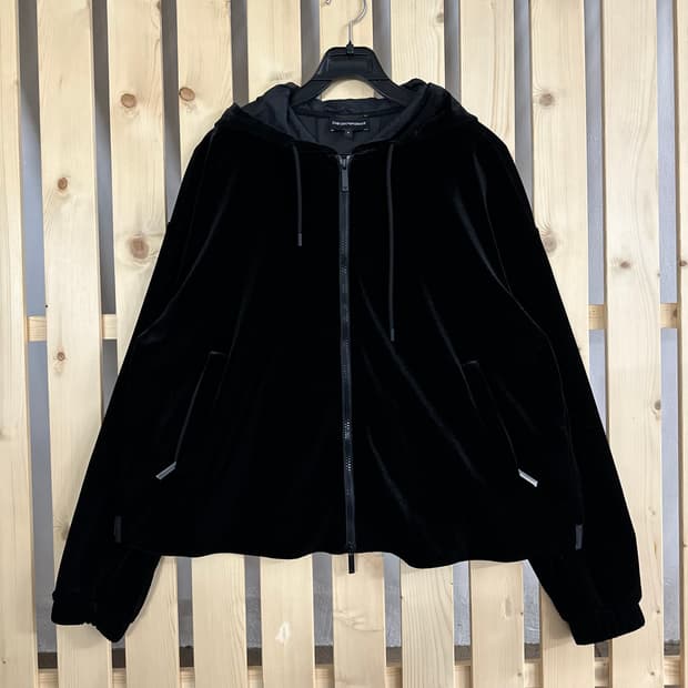 (M) 엠포리오 아르마니 블랙 벨벳 후드집업