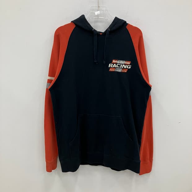 할리데이비슨 빅로고 래글런 후드티 M