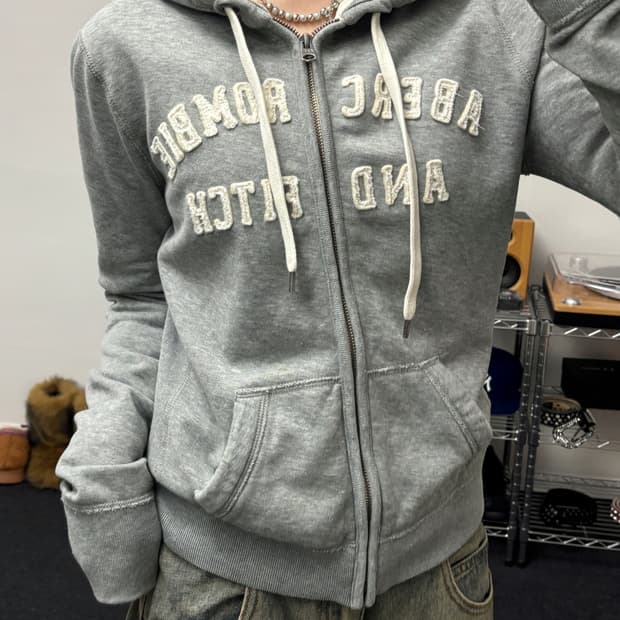 아베크롬비 아치로고 그레이 후드집업