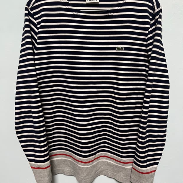 라코스테 스트라이프 긴팔 티셔츠