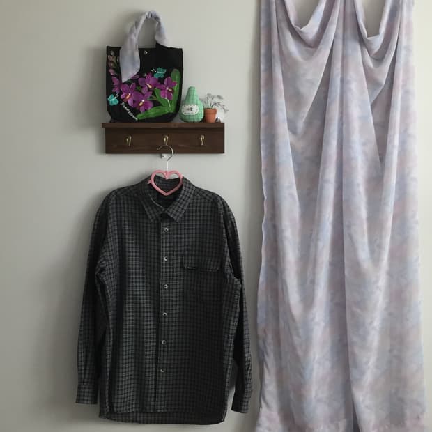 블루 체크 셔츠