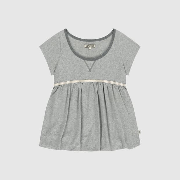 1 2 코이세이오 레이스 벌룬 티셔츠 멜란지그레이 미개봉 판매