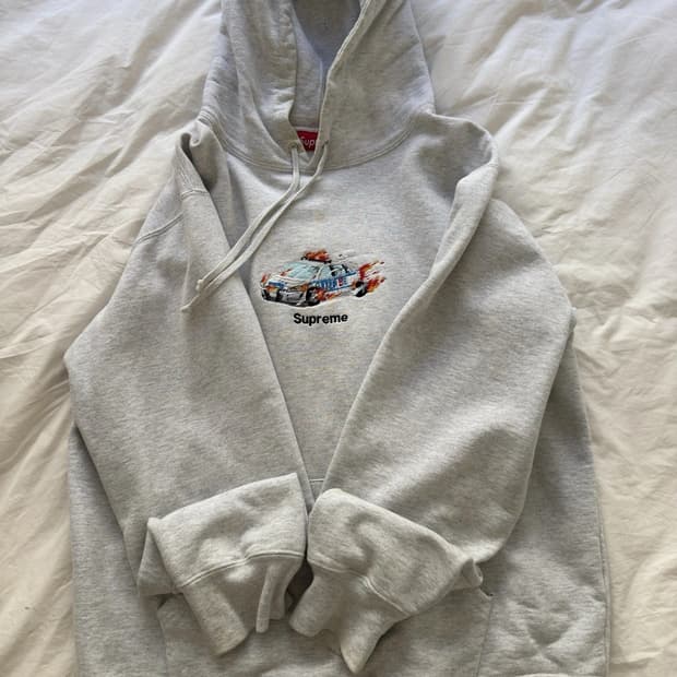 19FW 슈프림 캅 카 후드티 애쉬 헤더 그레이 L