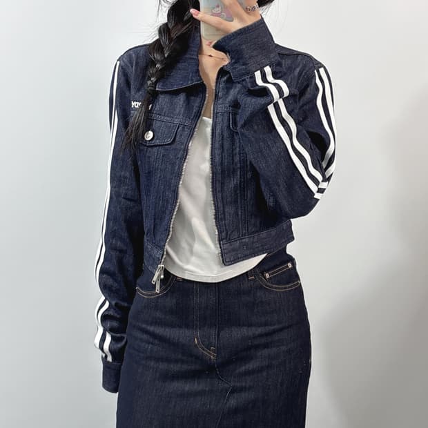 널디 투웨이 크롭 데님자켓 00s y2k 디젤깔 청자켓