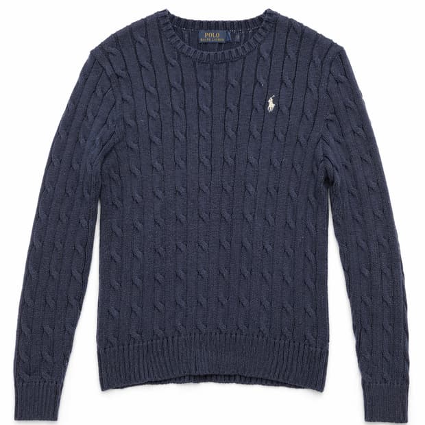 폴로 랄프로렌 네이비 꽈배기 니트 S