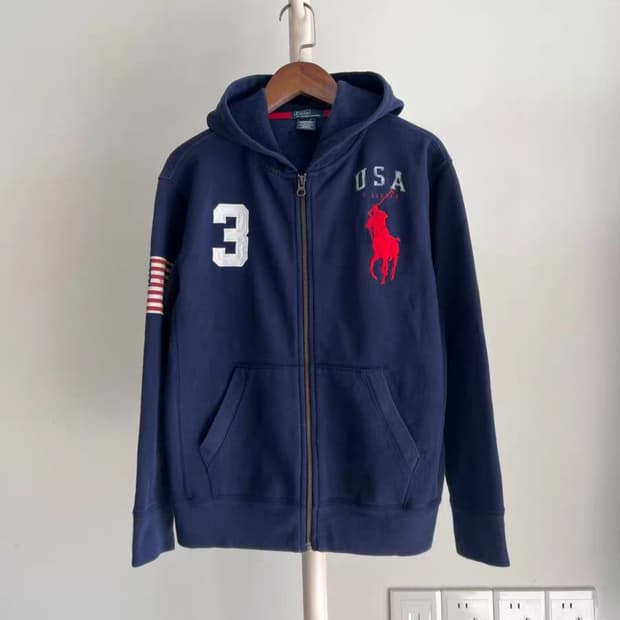 폴로 빅포니 성조기 후드집업(네이비)
