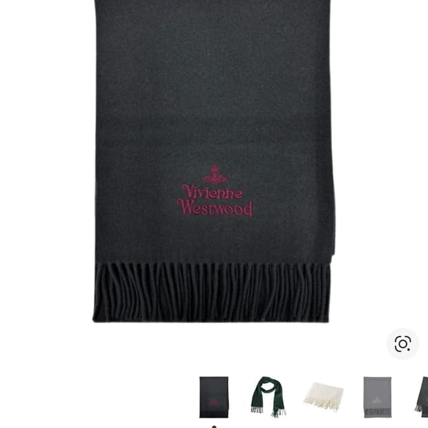 비비안 웨스트우드 자수 로고 울 머플러 다크 그레이