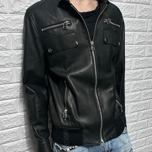 램스킨 레더 카라 자켓 