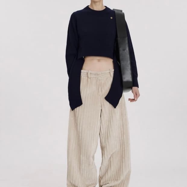 렉토 RECTO RIBBED WOOL CUT DETAIL KNIT