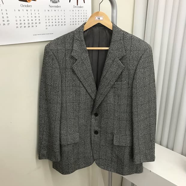 버버리 체크 대디핏 울 자켓