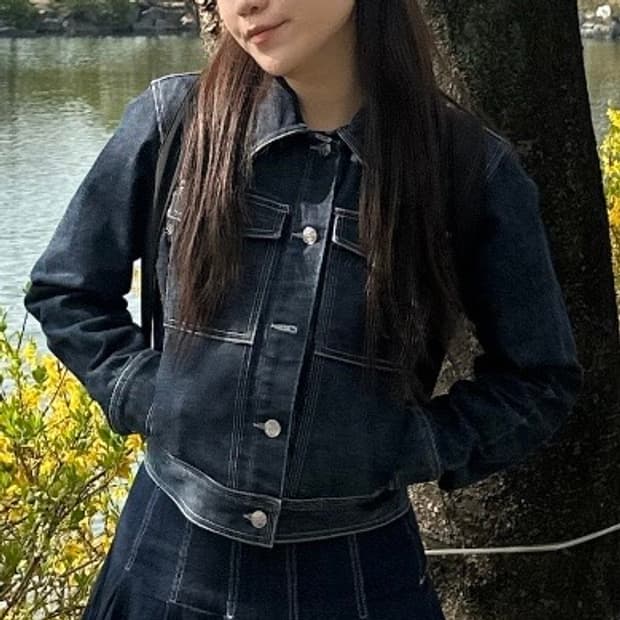 빈티지 여성 진청 청자켓