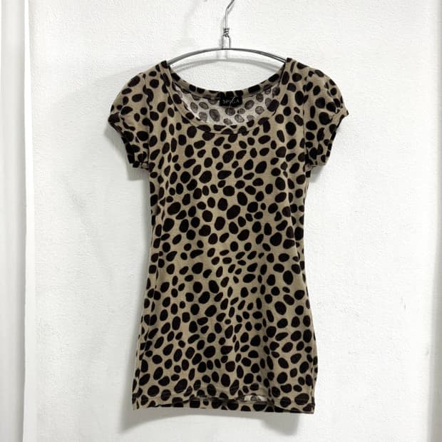 Leopard Puff Sleeve Fitted T-Shirt