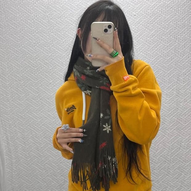 빈티지 폭닥 여리 노르딕 스노우플레이크 패턴 목도리 C07994