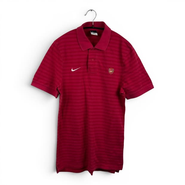 (S) 나이키 아스날 스트라이프 카라 티 레드
