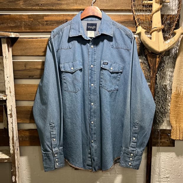 [XL]랭글러 USA 버튼다운 웨스턴 데님 셔츠