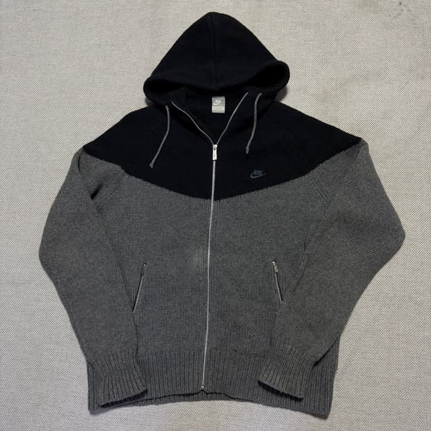 나이키 배색 니트 후드집업