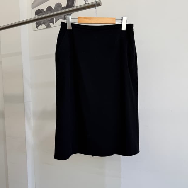 MAX MARA (Made in Italy) 울 블랙 미디 스커트 