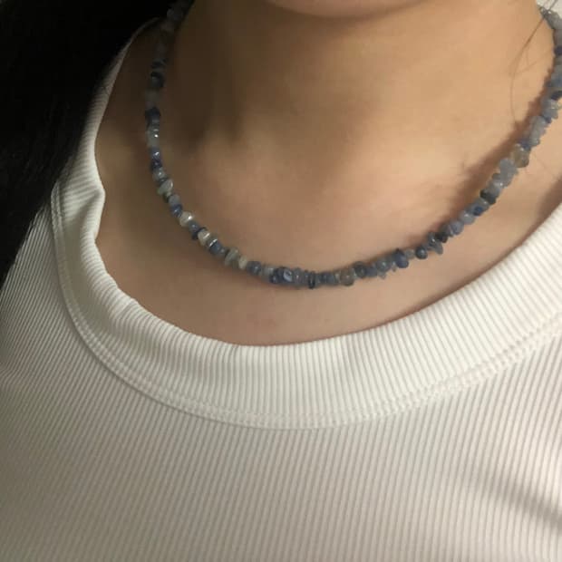 [hand made] 블루 원석 비즈 목걸이