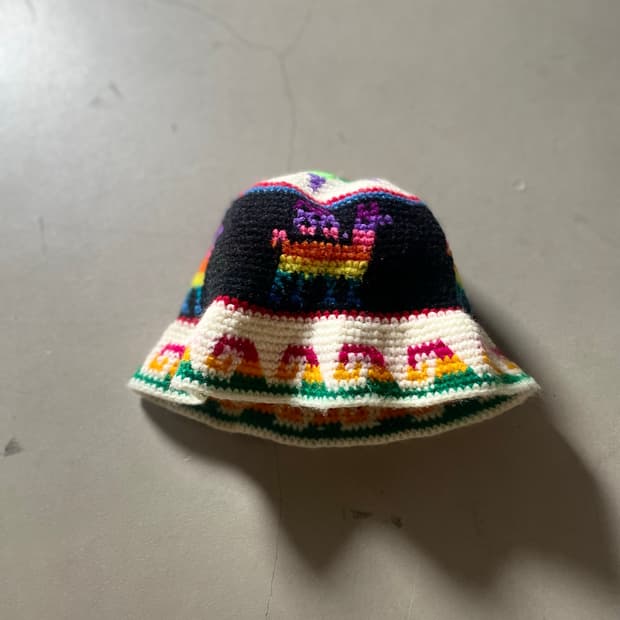 Vintage Peruvian Hand Knit Bucket Hat