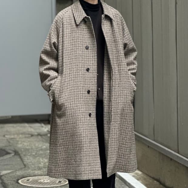 캡틴선샤인 23FW 로밧 트위드 건클럽 체크 코트