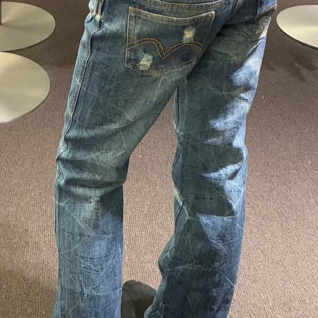 OS)Japanese vintage 여성 데미지 디테일 부츠컷 데님팬츠