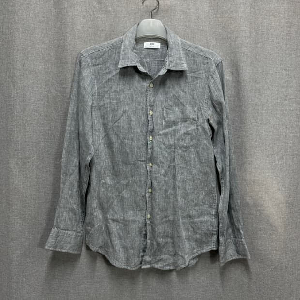 [L] 유니클로 린넨 마 셔츠 남방 그레이
