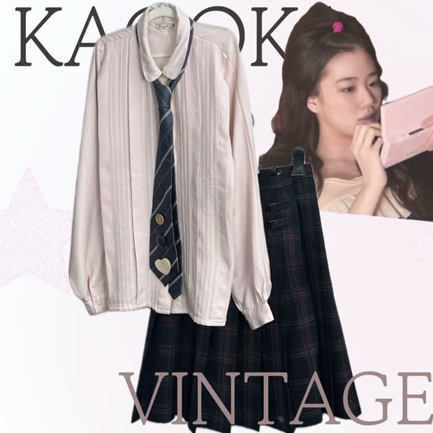 🎀하구미의 다이어리 첫장 코디세트🎀 일본 교복 스쿨룩 넥타이 체크