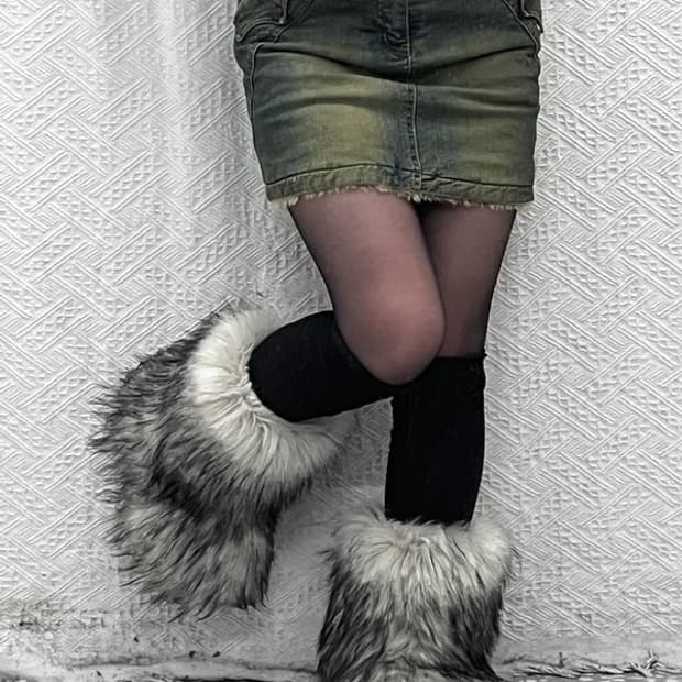 빈티지 Y2K 레트로 갸루 러블리힙 퍼 데님 미니스커트 M C08997