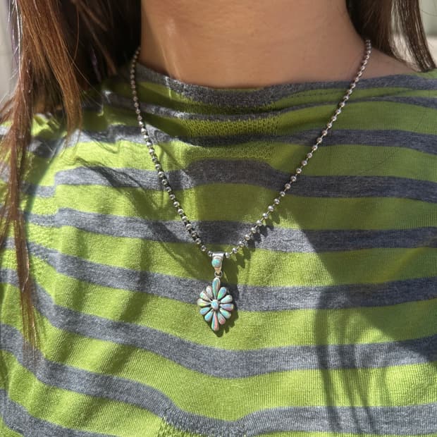Opal Zuni Flower 925Silver Pendant
