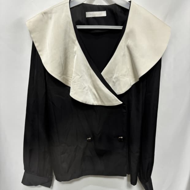 프릴 카라 블랙 블라우스 자켓