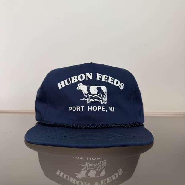 USA HURON FEEDS 모자 볼캡 vintage 트러커 메쉬 네이비