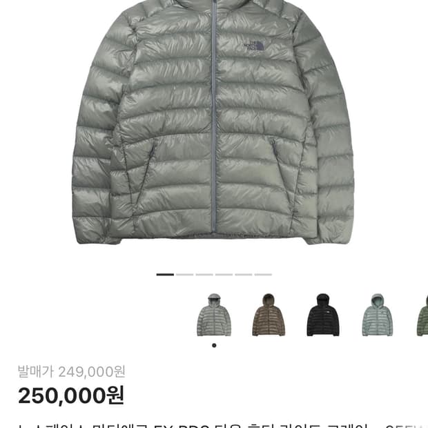 노스페이스 마티에르 EX RDS 다운 후디 XL(105) 라이트그레이