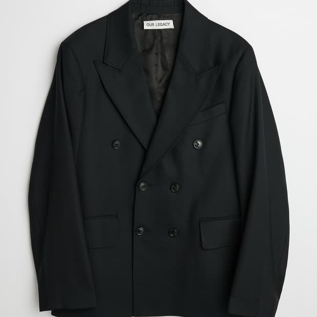 아워레가시 언컨스트럭티드 더블 블레이저 블랙 파나마 울 54사이즈