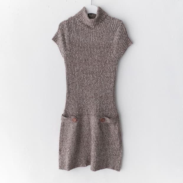 button half knit one-piece