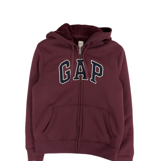 갭 버건디 기모 후드집업 (s)