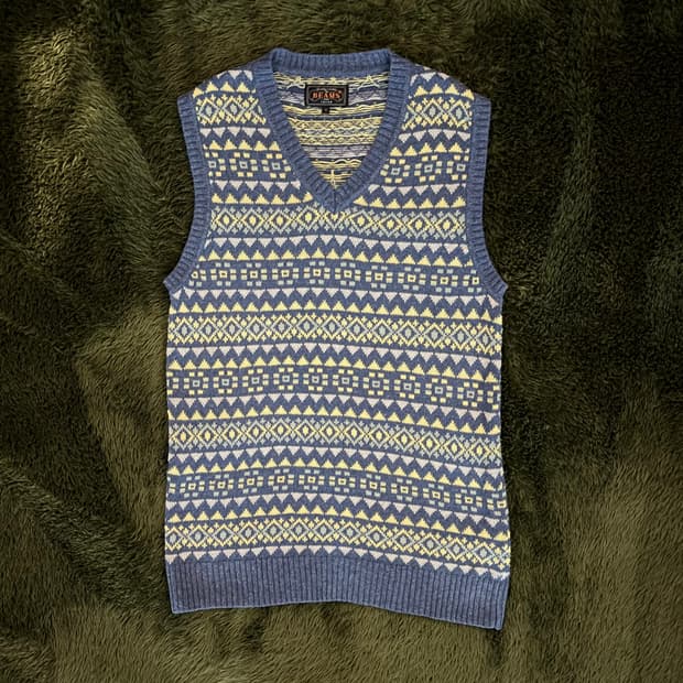 [M] Beams Plus 빔즈 플러스 페어 아일 코튼 린넨 니트 베스트