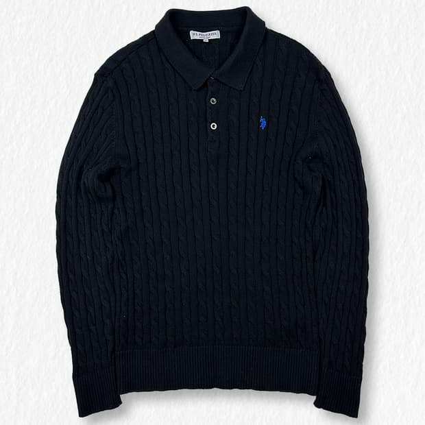 폴로 ASSN 면 케이블 카라 니트