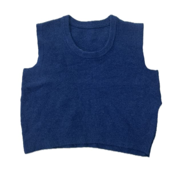 빈티지 블루 u넥 크롭 니트 조끼