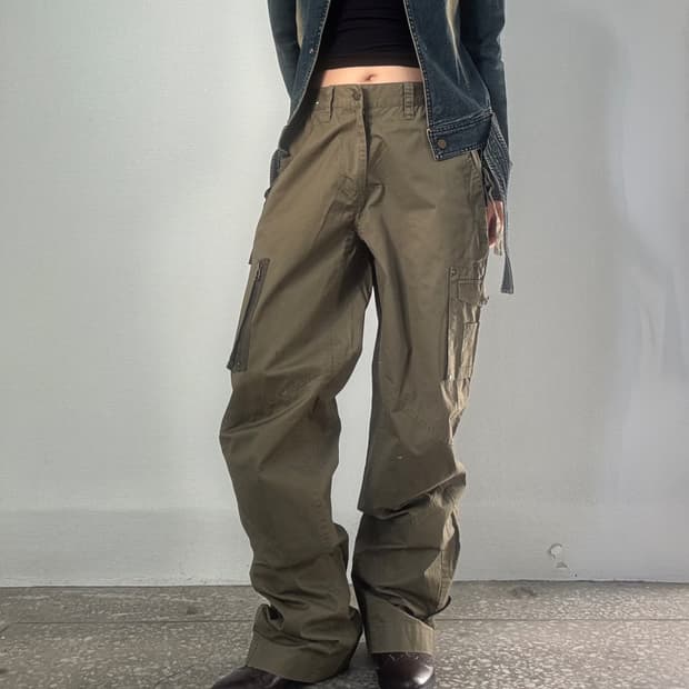 카키 카고 팬츠