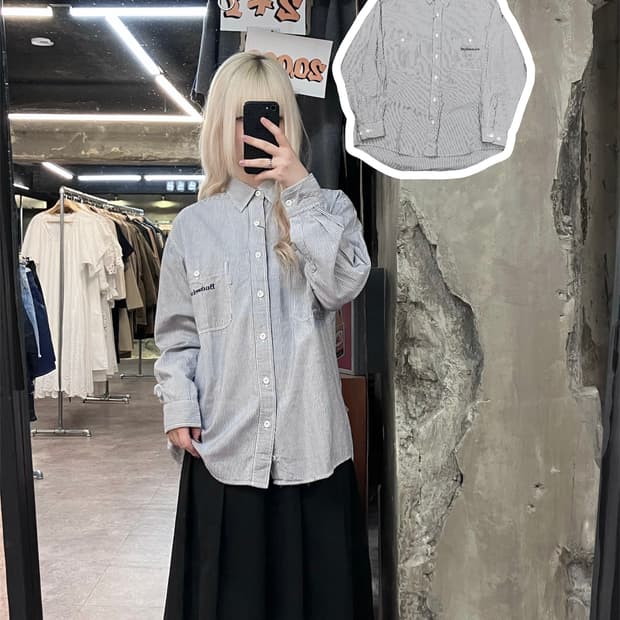 버드와이저 스트라이프 코튼 셔츠 스카이블루  #csz4100