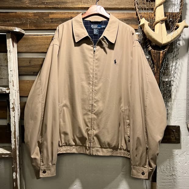 [2XL]폴로 랄프로렌 체크 라이닝 베이지 드리즐러 자켓