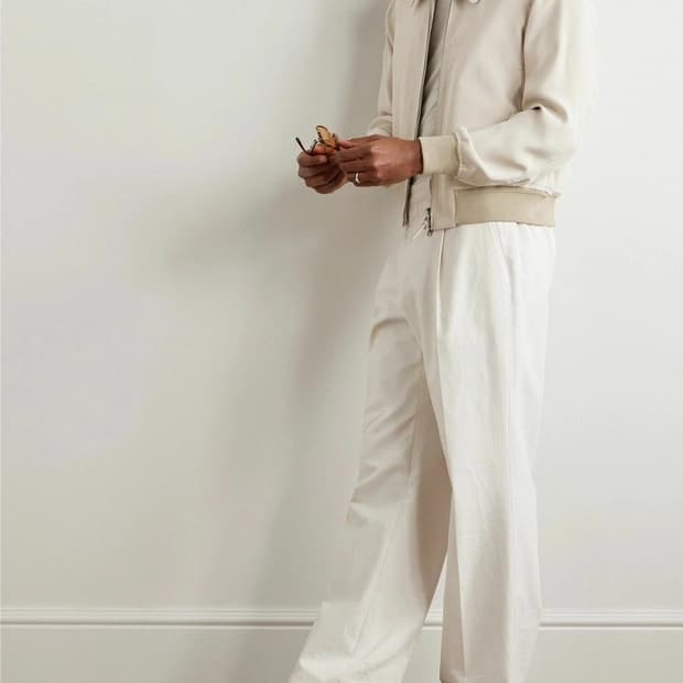 톰포드 가죽 트리밍 실크 새틴 실크 크레이프 리버시블 자켓