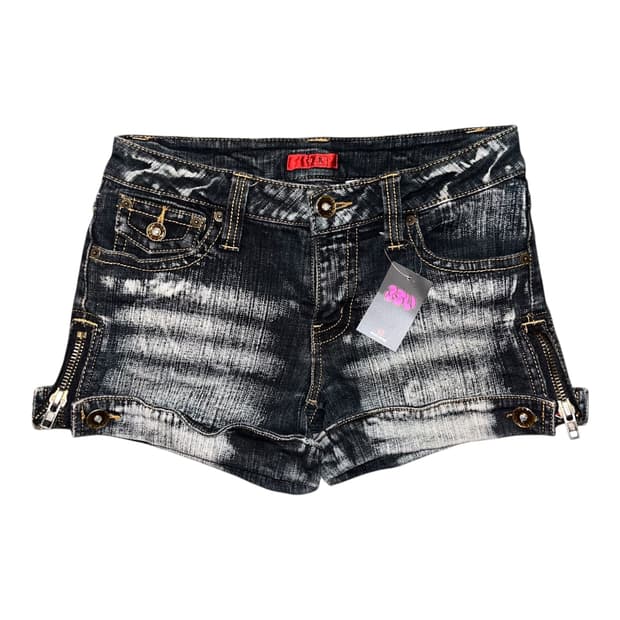 사이드 지퍼포인트 데님 숏팬츠 갸루y2k펑크