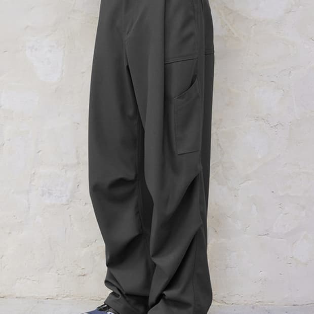 비긴202 One Tuck Wide Baker Pants Olive