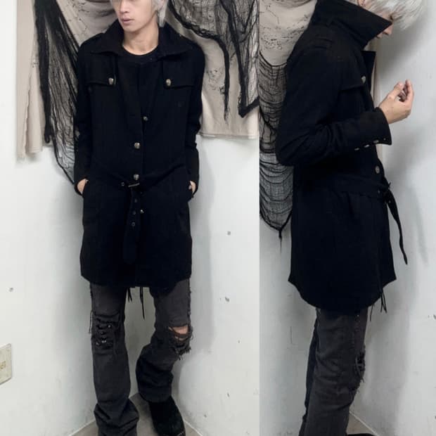 [IN THE ATTIC]Minimal Mood Black Coat
